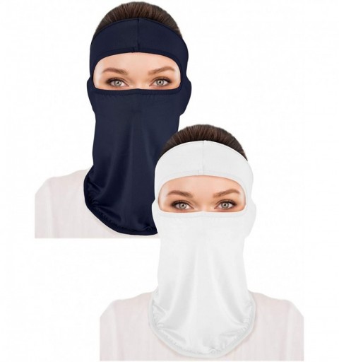 Balaclavas 2 Pieces Balaclava Scarf Windproof Face Cover UV Protection Neck Gaiter - White- Navy Blue - CY18LKZ2ELE $14.93