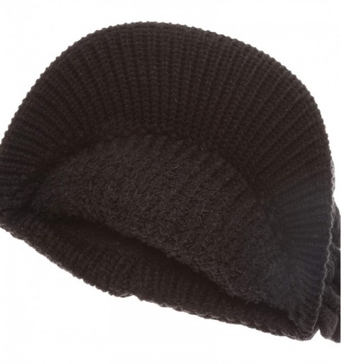 Skullies & Beanies Women's Knitted Newsboy Hat Double Layer Visor Beanie Cap with Soft Warm Fleece Lining - CI18YW7HD5N $17.47