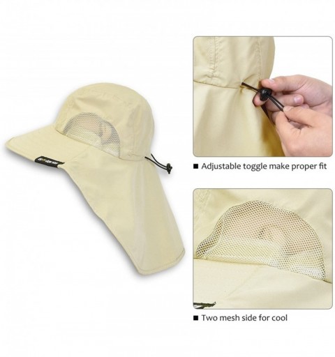 Sun Hats Outdoor Fishing Hat with Neck Flap Wide Brim Adjustable Safari Cap - Tan - CS127MWHZTT $17.77