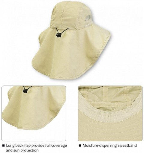 Sun Hats Outdoor Fishing Hat with Neck Flap Wide Brim Adjustable Safari Cap - Tan - CS127MWHZTT $17.77