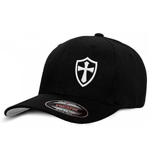 Baseball Caps Crusader Knights Templar Cross Baseball Hat - Black / White - C412LG3S55N $21.69