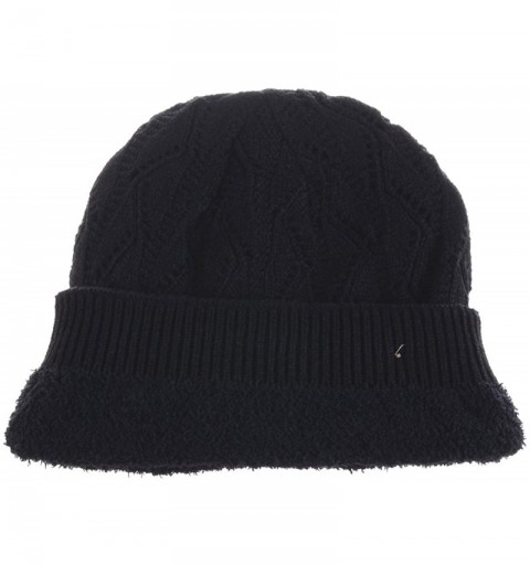Skullies & Beanies Winter Womens Fashion Bun Ponytail Fleece Lined Slouchy Knit Beanie Hat - Black - CD1860A2UTE $14.57