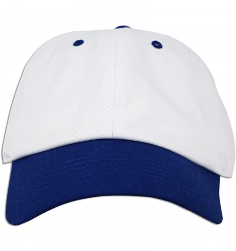 Baseball Caps Dad Hat Pigment Dyed Two Tone Plain Cotton Polo Style Retro Curved Baseball Cap 1200 - White / Royal - CE18E2UD...