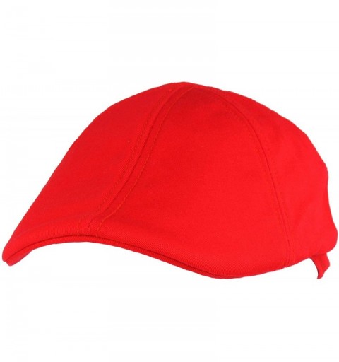 Newsboy Caps Men's 100% Cotton Duck Bill Flat Golf Ivy Driver Visor Sun Cap Hat - Red - CZ11KZ6SPOT $13.88