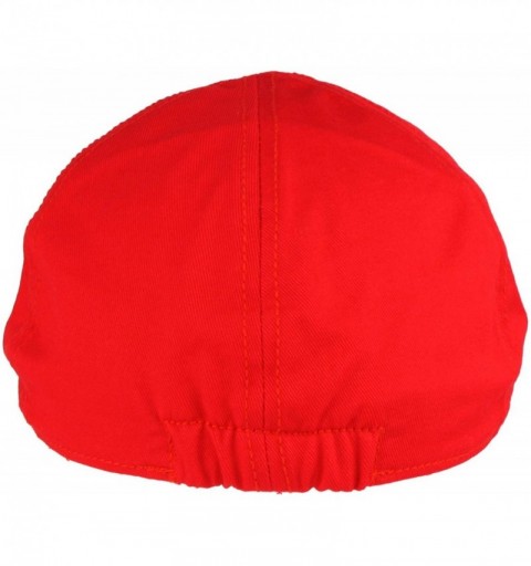 Newsboy Caps Men's 100% Cotton Duck Bill Flat Golf Ivy Driver Visor Sun Cap Hat - Red - CZ11KZ6SPOT $13.88