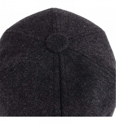Baseball Caps Mens Winter Wool Woolen Tweed Peaked Earflap Baseball Cap - A Khaki - CF18M73QMSC $16.18