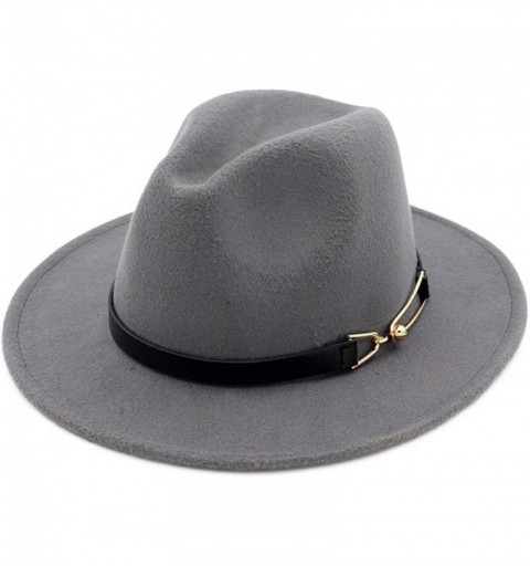 Fedoras Women Men Wool Felt Fedora Hats with Belt Buckle Wide Flat Brim Jazz Party Formal hat Panama Cap - Red - CH18OZRLD0M ...