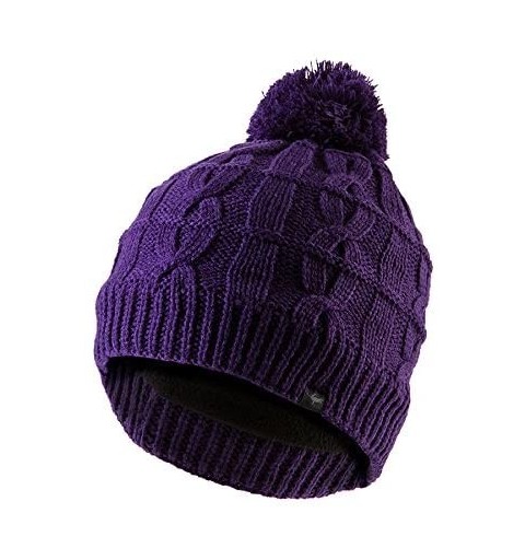 Skullies & Beanies Womens Waterproof Unisex Cable Knit Bobble Hat - Purple - C5182LKT407 $22.35