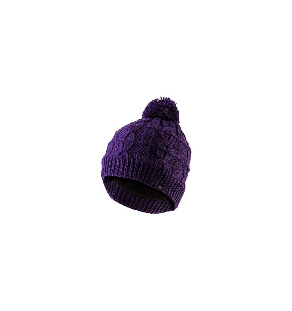 Skullies & Beanies Womens Waterproof Unisex Cable Knit Bobble Hat - Purple - C5182LKT407 $22.35