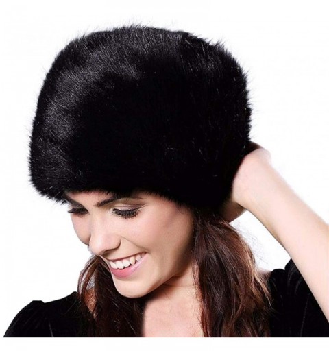 Skullies & Beanies Women Elegant Fur Hat Winter Warm Soft Faux Fur Cap Ski Hats Bonnet - Black - C818Y4GZ539 $11.80