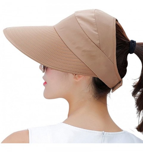 Sun Hats Sun Hats for Women Wide Brim Sun Hat Packable UV Protection Visor Floppy Womens Beach Cap - Khaki - C618DGX70L8 $11.72