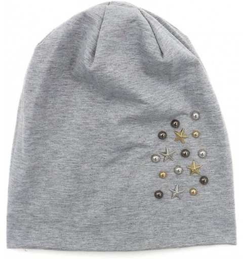 Skullies & Beanies Star Beanie Hat for Women- Pearl Bead Caps- New Spring Slouch Bonnet - Light Grey - C118D6REOTL $53.60