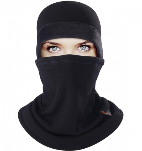 Balaclavas Balaclava Ski Mask - Windproof Cold Weather Face Mask Winter Fleece Hood for Men and Women - 1 Pack Black - CN18IS...