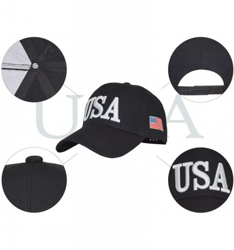 Baseball Caps USA Baseball Cap Polo Style Adjustable Embroidered Dad Hat with American Flag for Men and Women - 0.usa Black -...