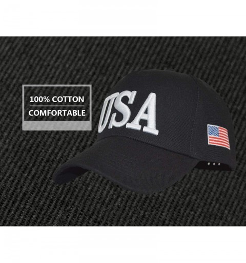 Baseball Caps USA Baseball Cap Polo Style Adjustable Embroidered Dad Hat with American Flag for Men and Women - 0.usa Black -...