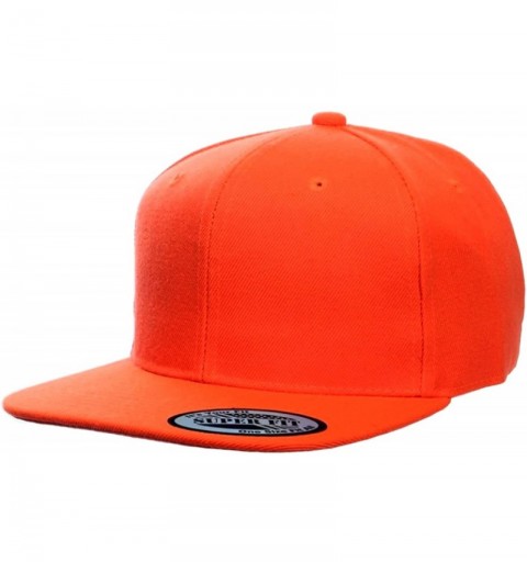 Baseball Caps Blank Solid Plain Flat Visor Snapback - Orange - CX1889TU78W $8.87