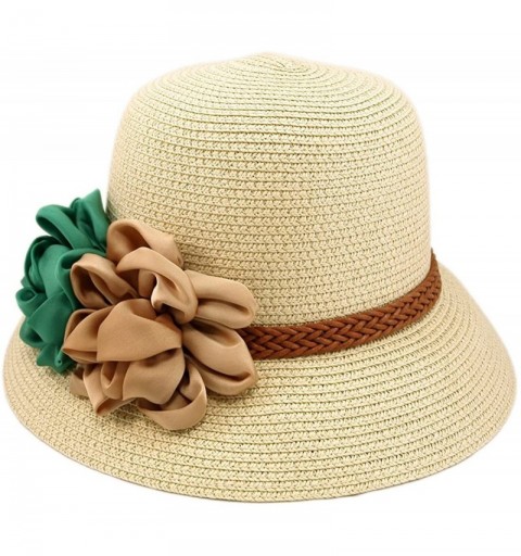 Sun Hats Deluxe Flower Straw Sun Hat - Different Colors & Bands Available - Natural W/ Braided Band - CX11DSBPQVN $10.34