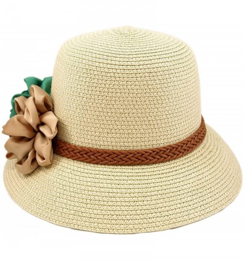 Sun Hats Deluxe Flower Straw Sun Hat - Different Colors & Bands Available - Natural W/ Braided Band - CX11DSBPQVN $10.34