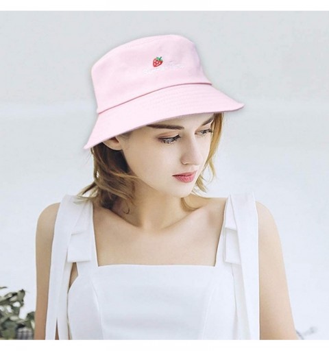 Bucket Hats Fashion Fruit Bucket Hat for Women Trendy Strawberry Painted Foldable Summer Cotton Fisherman Sun Caps - CQ18RTGQ...