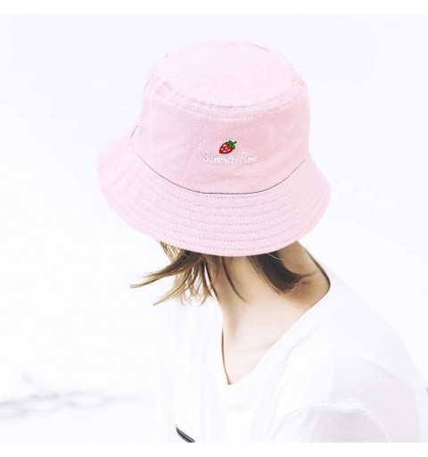 Bucket Hats Fashion Fruit Bucket Hat for Women Trendy Strawberry Painted Foldable Summer Cotton Fisherman Sun Caps - CQ18RTGQ...