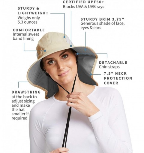 Sun Hats UPF 50+ Protective Outback Sun Hat - Universal Fit - Beige / Light Grey - CY18E9GINCT $48.49