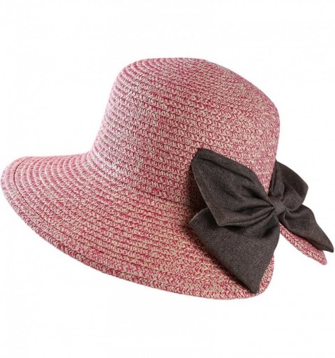 Sun Hats Haley Women's Medium Size Sun Hat with Bow - Pink - CG183KCUN6I $16.89