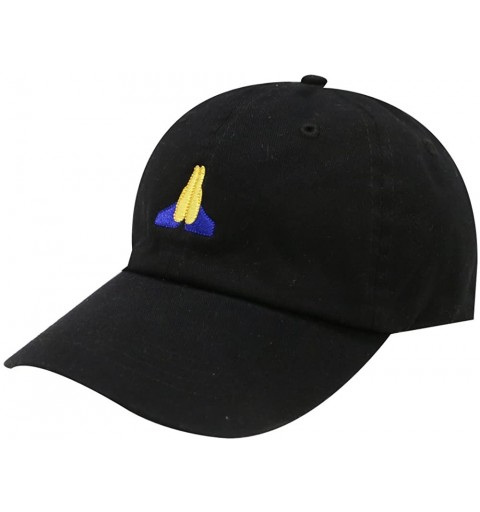 Baseball Caps Pray Emoji Cotton Baseball Cap Dad Hats - Black - CM12JQZSOJ5 $10.89