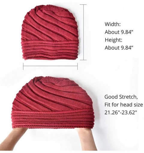 Skullies & Beanies Knit Slouchy Beanie Hats for Women Oversized Warm Winter Hats Baggy Ski Cap - Orange - CV18ZA3WTMG $12.16