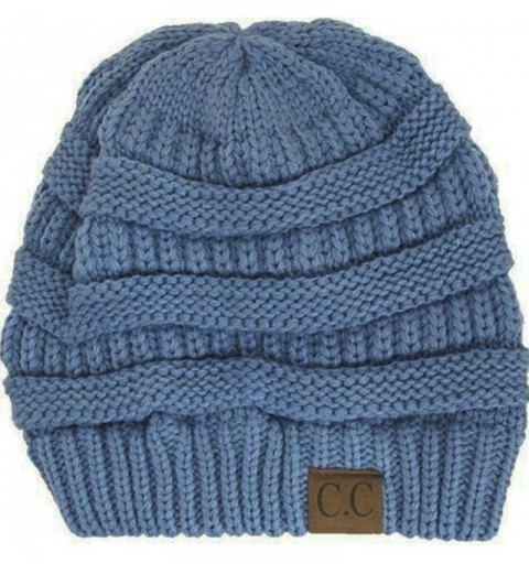 Skullies & Beanies Thick Slouchy Knit Oversized Beanie Cap Hat-One Size-Dark Denim - CP127F1112J $14.81