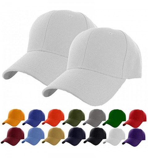 Baseball Caps Set of 2 Plain Adjustable Baseball Cap Classic Adjustable Hat Men Women Unisex Ballcap 6 Panels - White-2pack -...