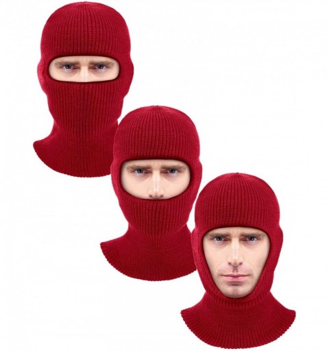 Balaclavas 2 Pieces 1-Hole Ski Mask Knitted Face Cover Winter Balaclava Full Face Mask for Winter Outdoor Sports - Wine Red -...