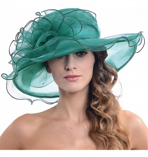 Sun Hats Kentucky Derby Church Hats for Women Dress Wedding Hat - Turquoise - C612BSC25GH $16.52