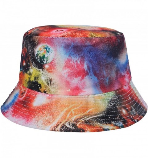 Bucket Hats Unisex Galaxy Bucket Hat Summer Fisherman Cap for Men Women - Light Red - CI1983RDYEX $15.10