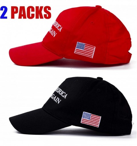 Baseball Caps Donald Trump 2020 Hat Keep America Great Embroidered MAGA USA Adjustable Baseball Cap - B-1-2 Packs-red&black -...