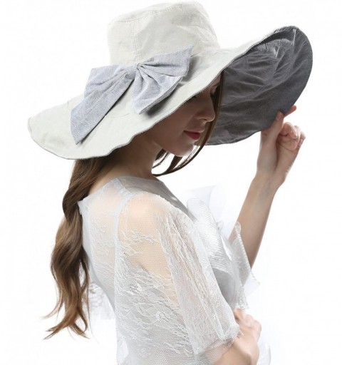 Sun Hats Women's UV Protection 7' Wide Brim 100% Cotton Vacation Beach Sun Hat - Beige - CN18E4Y45ER $22.14