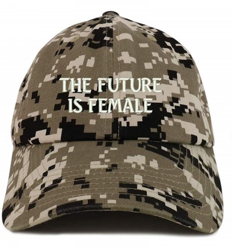 Baseball Caps The Future is Female Embroidered Low Profile Adjustable Cap Dad Hat - Beige Digital Camo - CH18TWH8Q6T $14.28
