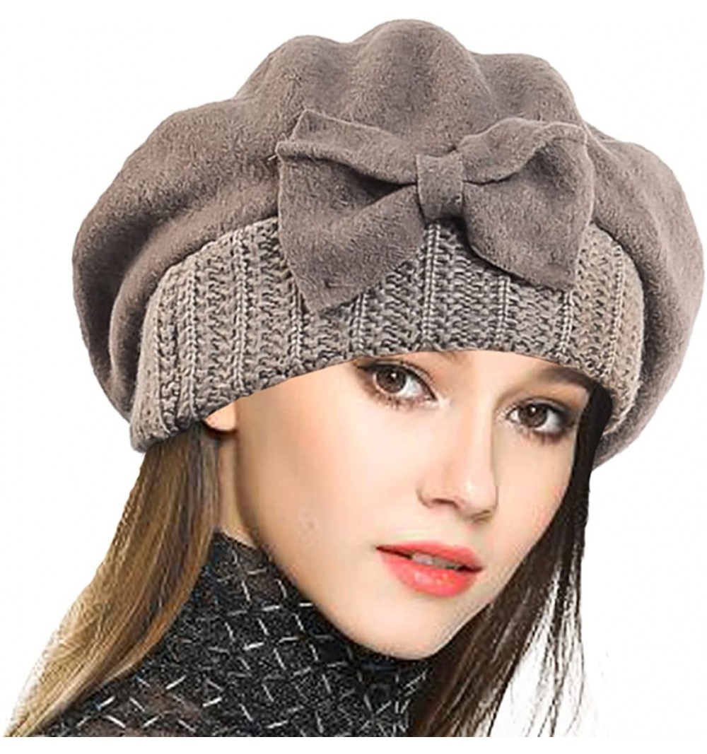 Berets Women's 100% Wool Bucket Hat Felt Cloche Beret Dress Winter Beanie Hats - Beret-camel - CA12MZ3LLF0 $16.18