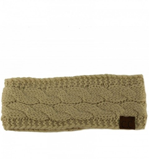 Cold Weather Headbands Winter Fuzzy Fleece Lined Thick Knitted Headband Headwrap Earwarmer - Solid Beige - CJ18I4C78YL $11.56