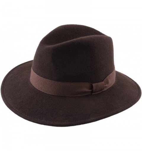 Fedoras Traveller Cavalier Wool Felt Fedora Hat - Marron - CP187IS6NIC $75.22