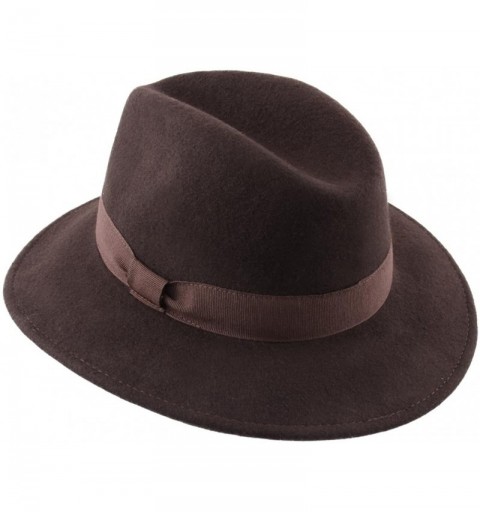 Fedoras Traveller Cavalier Wool Felt Fedora Hat - Marron - CP187IS6NIC $41.57
