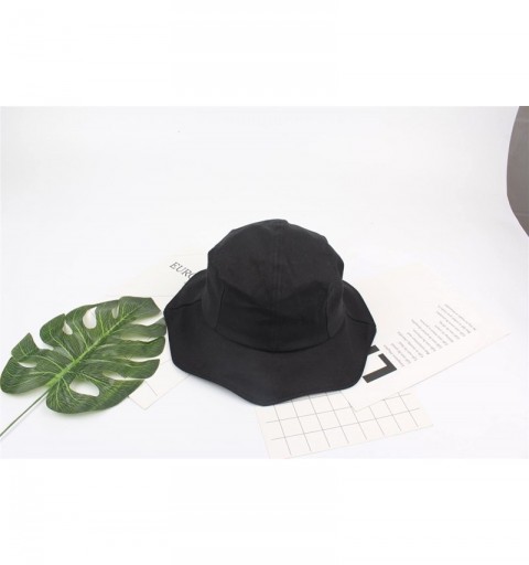 Bucket Hats Women Sun Hats UV Protection Wide Brim Foldable Bucket Hat Beach Hat - Black - CI18E9WHZ64 $21.61