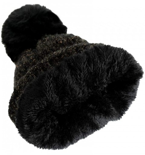 Skullies & Beanies Women Beanie Hat Scarf Set Winter Hat Pom Pom Thick Warm Knitted Skullcaps Outdoor Ski Snowboard - Black -...