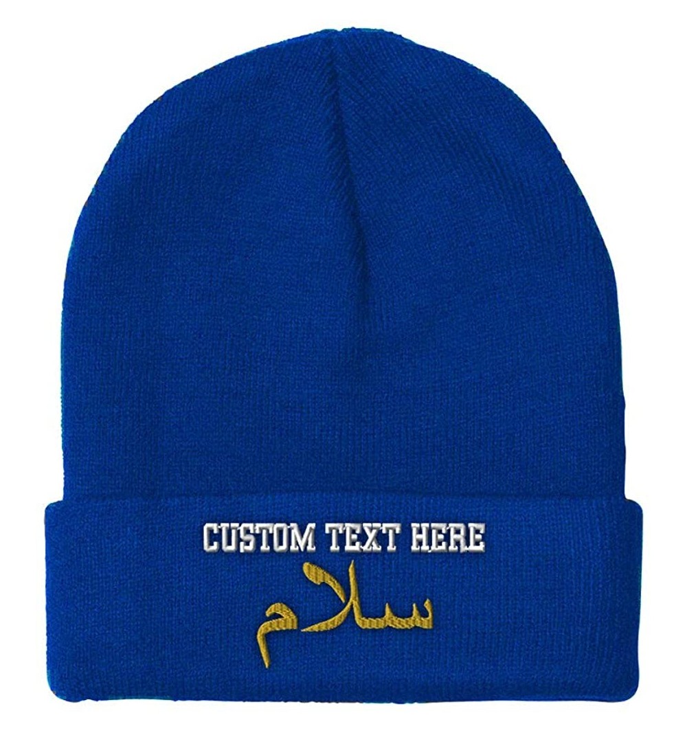 Skullies & Beanies Custom Beanie for Men & Women Peace Salam Arabic A Embroidery Skull Cap Hat - Royal Blue - CS18ZWO8YM9 $20.03