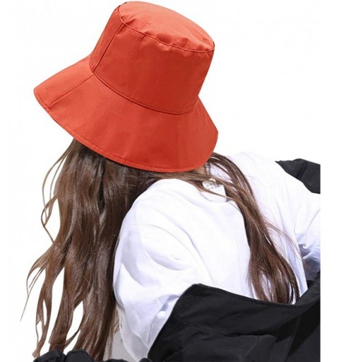Bucket Hats Plaid Tartan Bucket Hats for Women Vintage Rollable Fisherman Sun Cap - C-orangered - CY18QRLRROX $9.73
