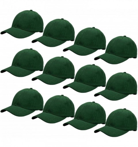 Baseball Caps Wholesale 12-Pack Baseball Cap Adjustable Size Plain Blank Solid Color - Hunter Green - CH18E5RI2NI $23.64