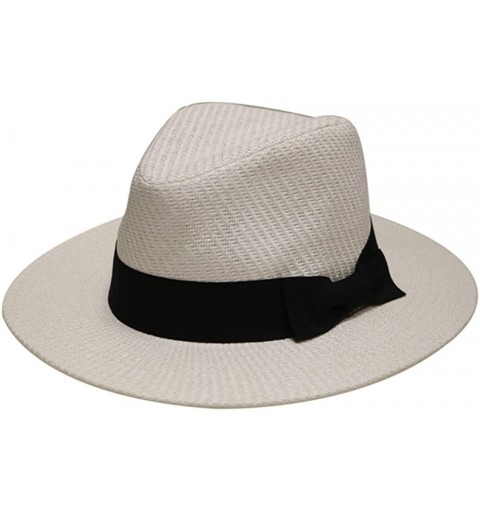 Fedoras Unisex Wide Brim Panama Straw Fedora Hat Multi Styles - Pms470 White - CQ12D06729T $34.04