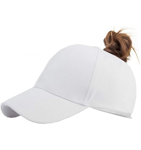 Baseball Caps High Ponytail Baseball Hat - Women Messy Bun Hat- Sun Protection Ponycaps Retro Cap - White - CE18HAS52Y4 $10.23