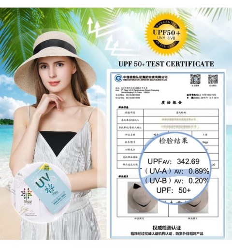 Sun Hats Womens UPF 50 Straw Sun Hat Floppy Wide Brim Fashion Beach Accessories Packable & Adjustable - 89015beige - CW18W6I7...