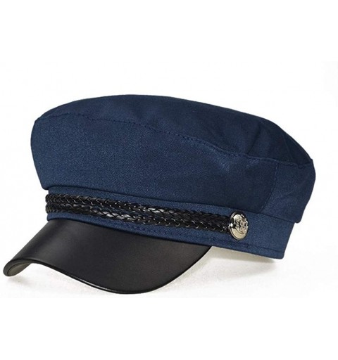 Berets Retro England Style Ladies Womens Girls Beret Baker Boy Peaked Cap Military Hat - Navy Blue - CV18LL5D8TL $10.75
