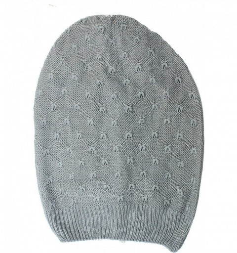 Skullies & Beanies Fashion Lightweight Slouchy Beanie Knit Hat Eyelet Pattern - Gray - CK11TSSX6AR $10.09